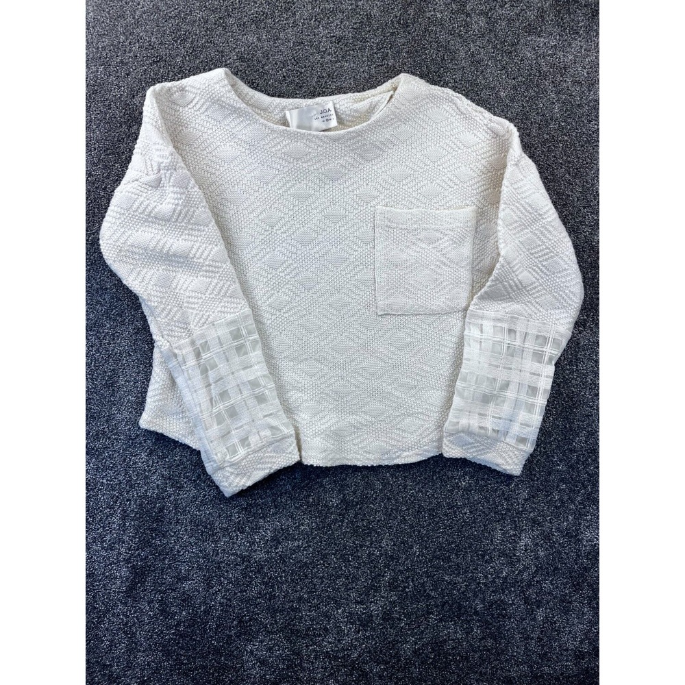 J.O.A. Sweater Women Size S Knitted Long Sleeve Acrylic Textured Crew Neck White